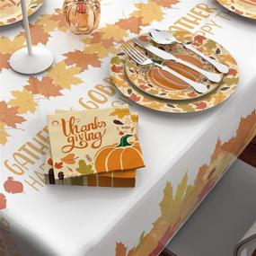 img 3 attached to 100PCS Thanksgiving Napkins - 13x13 Disposable Paper Napkins for Fall Party Supplies, Thanksgiving Dinner Party Table Decorations - Orange Paper Napkins with Yellow Pumpkin Design