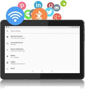 img 2 attached to 📱 10-inch Android Tablet - Quad-Core, 2GB+32GB, Google Tablet with Dual Cameras &amp; Micro SD, IPS HD Full Display, WiFi, Bluetooth, GPS, FM, 6000mAh Battery - Black