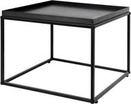 🔲 24-inch modern tray top end table - matte black metal square side table or nightstand by mygift логотип