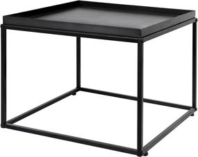 img 4 attached to 🔲 24-inch Modern Tray Top End Table - Matte Black Metal Square Side Table or Nightstand by MyGift