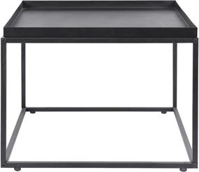 img 3 attached to 🔲 24-inch Modern Tray Top End Table - Matte Black Metal Square Side Table or Nightstand by MyGift