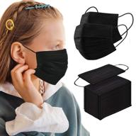 👶 100 pcs kids black disposable face mask – breathable 3-layer filtration safety masks for children, ideal for indoor/outdoor daily use logo