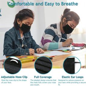 img 2 attached to 👶 100 PCS Kids Black Disposable Face Mask – Breathable 3-Layer Filtration Safety Masks for Children, Ideal for Indoor/Outdoor Daily Use