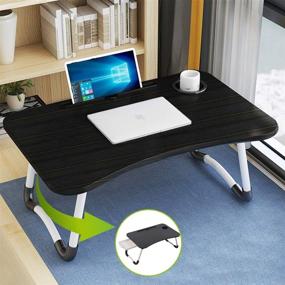 img 2 attached to Регулируемый ноутбуковый столик для кровати с держателем для кружки, складной лаптоп-столик для кровати - переносной рабочий столик для ноутбука с ящиком от Asltoy.