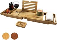 🛀 natural bamboo wood xce bathtub caddy tray - enhance your home spa experience with a bath tray and caddy logo