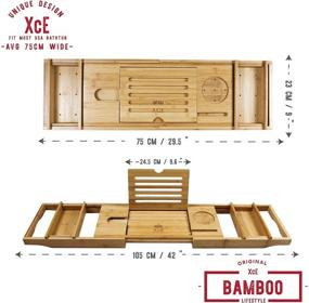img 2 attached to 🛀 Natural Bamboo Wood XcE Bathtub Caddy Tray - Enhance Your Home Spa Experience with a Bath Tray and Caddy