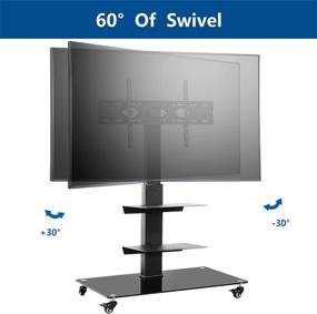 img 1 attached to 📺 Rfiver Rolling Floor TV Stand - Swivel Mount, 32-65 Inch Flat/Curved Screens, 3-Shelf Heavy Duty Cart with Wheels - Universal Tall TV Trolley for Home and Office