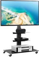 📺 rfiver rolling floor tv stand - swivel mount, 32-65 inch flat/curved screens, 3-shelf heavy duty cart with wheels - universal tall tv trolley for home and office logo