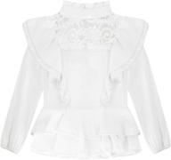 👚 6-12 years solid peplum shirt: girls' ruffled long sleeve t-shirt top logo