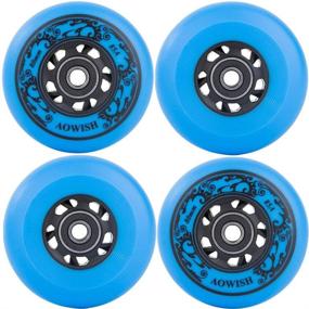 img 3 attached to 🛼 AOWISH 4-Pack Inline Skate Wheels for Outdoor Skating - Asphalt Formula 85A Hockey Roller Blades Replacement Wheels with ABEC-9 Bearings and Aluminum Spacers