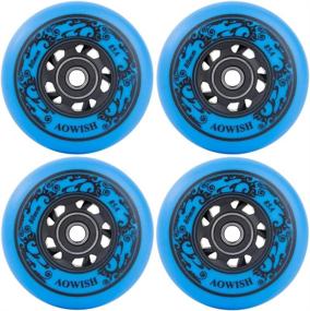 img 4 attached to 🛼 AOWISH 4-Pack Inline Skate Wheels for Outdoor Skating - Asphalt Formula 85A Hockey Roller Blades Replacement Wheels with ABEC-9 Bearings and Aluminum Spacers