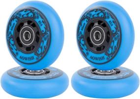 img 2 attached to 🛼 AOWISH 4-Pack Inline Skate Wheels for Outdoor Skating - Asphalt Formula 85A Hockey Roller Blades Replacement Wheels with ABEC-9 Bearings and Aluminum Spacers