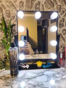 img 4 attached to 💄 Hansong Hollywood Makeup Vanity Mirror with Lights, Professional Light-up Mirror, Detachable 10x Magnifying Option, 3 Lighting Modes, Cosmetic Mirror with 9 Adjustable Bulbs - Plug-in