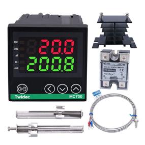 img 4 attached to 🌡️ Twidec/Digital Display PID Temperature Controllers Thermostat - AC 85V - 265V 72x72mm + K Sensor Thermocouple + Black Heat Sink and Solid State Relay SSR 40DA MC700-B11-SSR40