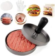 🍔 gkotta hamburger press patty maker with wax paper and gloves - 1/4 to 1/3 lb aluminum non-stick burger patty press, 4.5 inch diameter, 8 oz weight logo