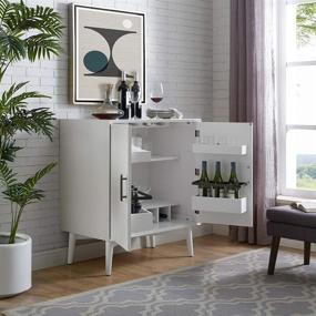 img 1 attached to 🎉 Crosley Furniture Landon Mid-Century Modern Bar Cabinet, White: Stylish and Functional Storage Solution