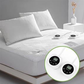 img 4 attached to 🛌 King Size Electric Heated Mattress Pad Cover with Dual Control, Timer and Adjustable Auto Shut Off - 10 Heat Settings, Heating Blanket
