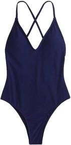 img 4 attached to SOLYHUX Womens Plunge Monokini Swimsuit Women's Clothing for Swimsuits & Cover Ups