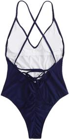 img 3 attached to SOLYHUX Womens Plunge Monokini Swimsuit Women's Clothing for Swimsuits & Cover Ups