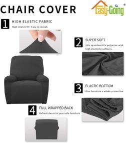 img 1 attached to 🛋️ Stretchy & Washable Microfiber Recliner Slipcover – Easy-Going Spandex Soft Sofa Couch Cover, Elastic Bottom, Furniture Protector for Kids and Pets (Recliner, Dark Gray)