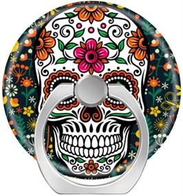 img 4 attached to 🌺 LoveStand - Красочный цветочный держатель для кольца Sugar Skull: 360-градусное кольцо для пальца для смартфона, планшета и автомобильного крепления