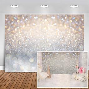 img 4 attached to Mocsicka Silver White Bokeh Photography Backdrop: Stunning Golden Sparkles (No Glitter) for 📷 Weeding, Baby Shower, Birthdat, Newborn Baby Portrait - 7x5ft (82x60 inch) Photo Studio Props