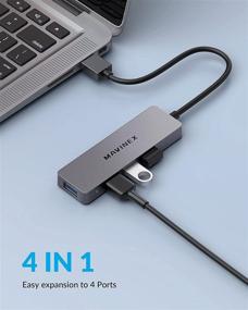 img 3 attached to MAVINEX 4-Port USB 3.0 Hub: SuperSpeed 5Gbps Data USB Adapter in Aluminum for MacBook, Mac Pro, Mac Mini, iMac, Surface Pro, XPS, PC, Flash Drive, and Mobile HDD