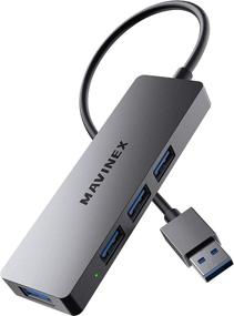 img 4 attached to MAVINEX 4-Port USB 3.0 Hub: SuperSpeed 5Gbps Data USB Adapter in Aluminum for MacBook, Mac Pro, Mac Mini, iMac, Surface Pro, XPS, PC, Flash Drive, and Mobile HDD