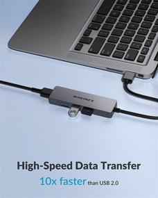 img 2 attached to MAVINEX 4-Port USB 3.0 Hub: SuperSpeed 5Gbps Data USB Adapter in Aluminum for MacBook, Mac Pro, Mac Mini, iMac, Surface Pro, XPS, PC, Flash Drive, and Mobile HDD