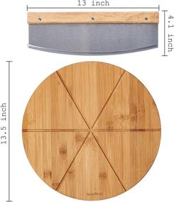 img 2 attached to 🍕 Bamboo Pizza Board Set with Large Knife - Wood Pizza Peel for Uniform Slices - 13.5-inch Cutting Board - Steel Sharp Blade with Cover - Double-Sided Wooden Cutting Board