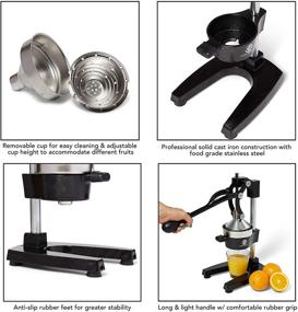 img 1 attached to KANRU ESSENTIALS 3-in-1 Commercial Grade Hand Juicer: Cast Iron Manual Fruit Juicer for Lemon, Lime, Orange – High Quality Squeezer with Adjustable Height and Juice Extractor