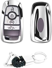 img 1 attached to Royalfox(TM) 3 4 5 Buttons TPU Smart Keyless Entry Remote Key Fob Case Cover Keychain For 2017 2018 2019 2020 Ford Mustang Explorer Edge Fusion Mondeo F150 F250 F350 F450 F550 (Silver)