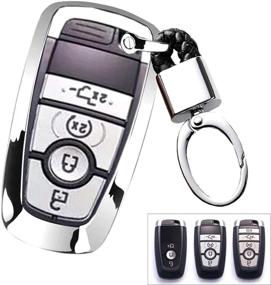 img 2 attached to Royalfox(TM) 3 4 5 Buttons TPU Smart Keyless Entry Remote Key Fob Case Cover Keychain For 2017 2018 2019 2020 Ford Mustang Explorer Edge Fusion Mondeo F150 F250 F350 F450 F550 (Silver)