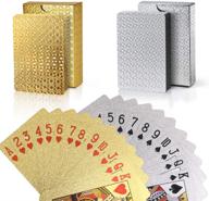 🃏 joyoldelf 24k foil waterproof poker playing cards - 2 decks with gift box: classic magic tricks tool for parties and games, gold and silver логотип