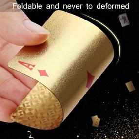 img 1 attached to 🃏 Joyoldelf 24K Foil Waterproof Poker Playing Cards - 2 Decks with Gift Box: Classic Magic Tricks Tool for Parties and Games, Gold and Silver