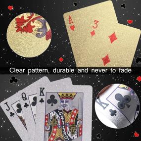 img 3 attached to 🃏 Joyoldelf 24K Foil Waterproof Poker Playing Cards - 2 Decks with Gift Box: Classic Magic Tricks Tool for Parties and Games, Gold and Silver