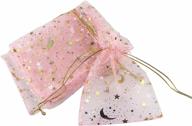 🌙✨ qianhailizz 100 moon star organza jewelry gift pouch candy pouch drawstring wedding favor bags - pink (3.5 x 4.7 inch) logo