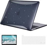 💻 eoocoo 2021 2020 13-inch macbook pro m1 a2338 a2251 a2289 a2159 a1989 a1706 hard case with keyboard cover, screen protector & cleaning cloth - sparkly transparent black logo