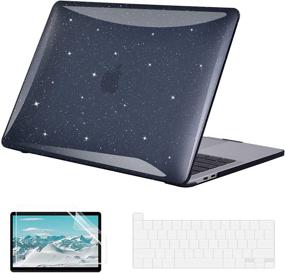 img 4 attached to 💻 EooCoo 2021 2020 13-inch MacBook Pro M1 A2338 A2251 A2289 A2159 A1989 A1706 Hard Case with Keyboard Cover, Screen Protector & Cleaning Cloth - Sparkly Transparent Black