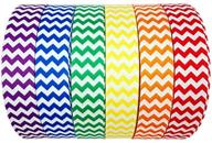 colorful and versatile: 30 yards (6 x 5yds) of 7/8 inch rainbow chevron printed grosgrain ribbon - perfect for hairbows and craft supplies logo