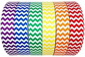 img 1 attached to Colorful and Versatile: 30 Yards (6 X 5yds) of 7/8 Inch Rainbow Chevron Printed Grosgrain Ribbon - Perfect for Hairbows and Craft Supplies