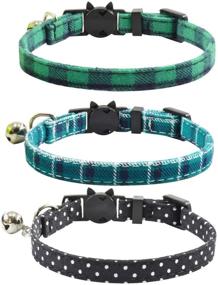 Breakaway Cat Collars with Bell, Set of 3, Durable & Safe Cute Kitten Collars Safety Adjustable Kitty Collar for Cat Puppy 7.5-11in (Gray,Pink,Blue)