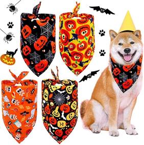 img 4 attached to Pieces Dog Halloween Bandana Bibs