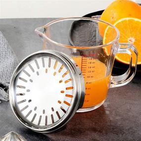 img 2 attached to 🍋 Lemon Squeezer - Citrus Orange Manual Juicer: Glass Measuring Cup, Stainless Steel Lid, and Anti-Slip Reamer