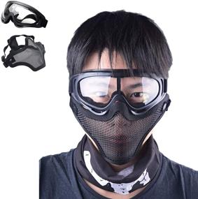 img 1 attached to Outgeek Airsoft Half Face Mask Steel Mesh and Goggles Set: Optimal Protection and Enhanced Vision