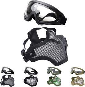 img 4 attached to Outgeek Airsoft Half Face Mask Steel Mesh and Goggles Set: Optimal Protection and Enhanced Vision