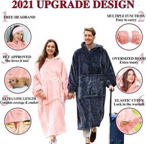 img 2 attached to Cozy and Warm Light Pink Blanket Sweatshirt Hoodie with Sleeves and Giant Pocket for Women