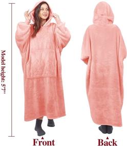 img 3 attached to Cozy and Warm Light Pink Blanket Sweatshirt Hoodie with Sleeves and Giant Pocket for Women