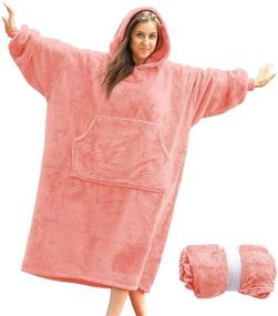 img 4 attached to Cozy and Warm Light Pink Blanket Sweatshirt Hoodie with Sleeves and Giant Pocket for Women