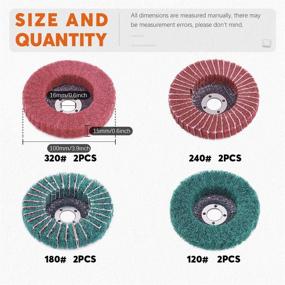 img 3 attached to 🛠️ Rustark 8 Pieces 4-Inch Nylon Fiber Flap Disc Polishing Grinding Wheel Set, Scouring Pad Buffing Wheel for Angle Grinder, Abrasive Sanding Wheels, Nylon Polishing Disc Kit (120/180/240/320 Grit)